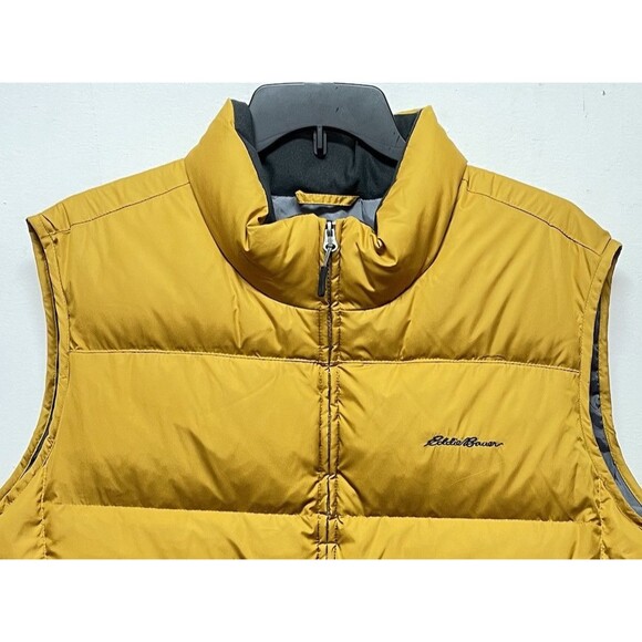 Eddie Bauer Men's Size XXL Yellow Puffer MVest Down Classic Sys Dkhoney - Picture 4 of 14